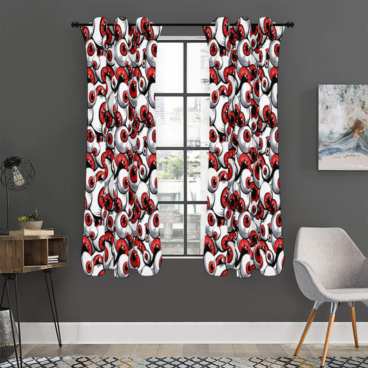 Scary Red Eyeball Pattern Print Curtain