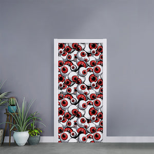 Scary Red Eyeball Pattern Print Door Sticker