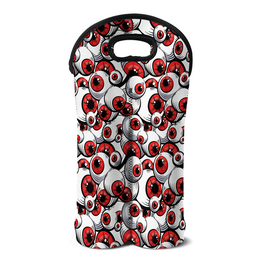 Scary Red Eyeball Pattern Print Double Neoprene Wine Tote