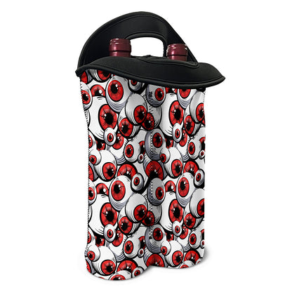 Scary Red Eyeball Pattern Print Double Neoprene Wine Tote