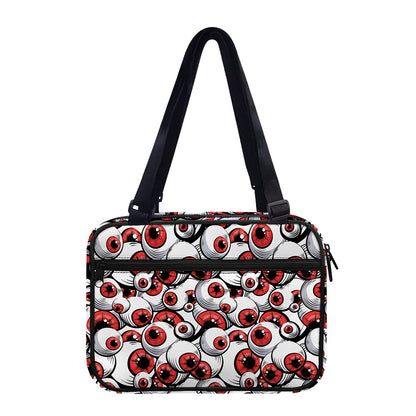 Scary Red Eyeball Pattern Print Double Strap Bible Bag