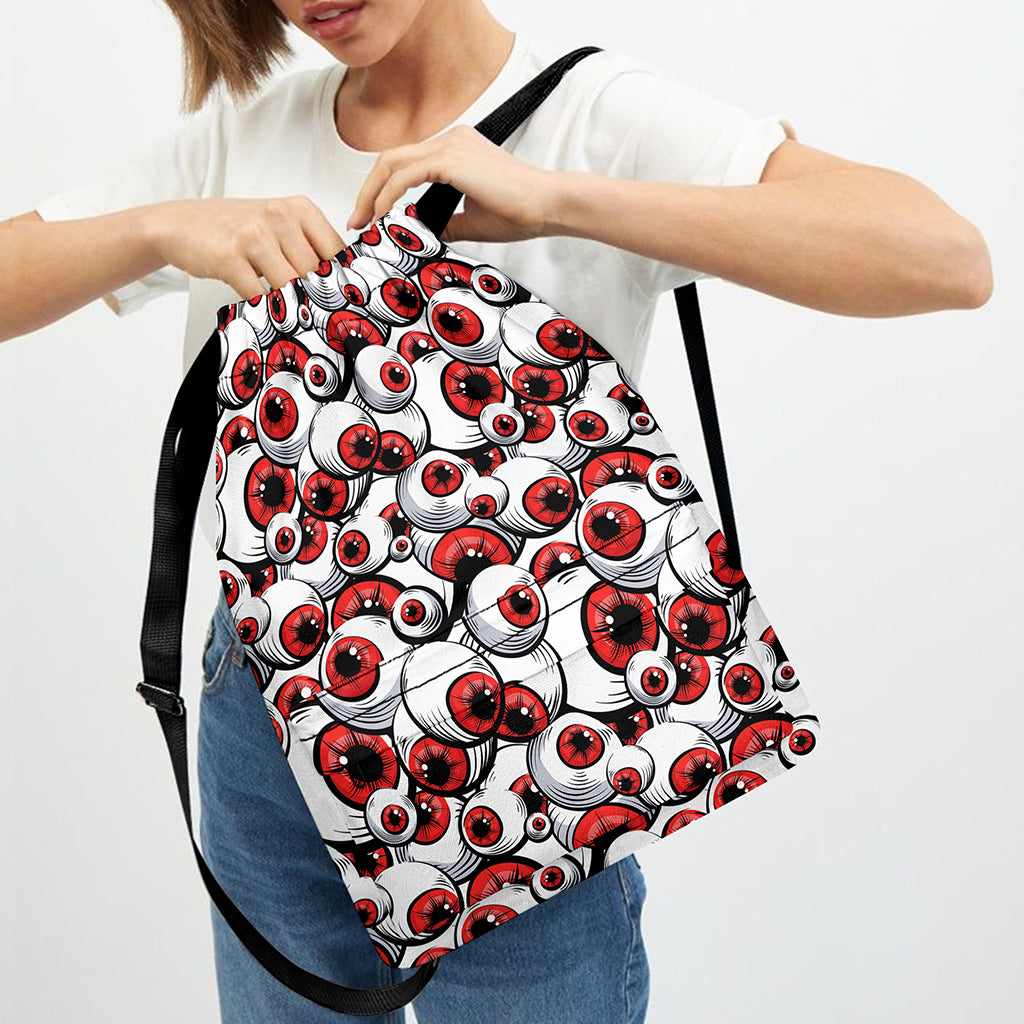 Scary Red Eyeball Pattern Print Drawstring Backpack