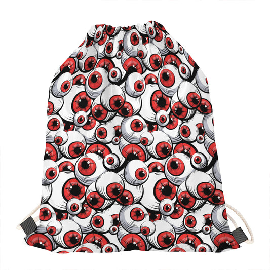 Scary Red Eyeball Pattern Print Drawstring Bag