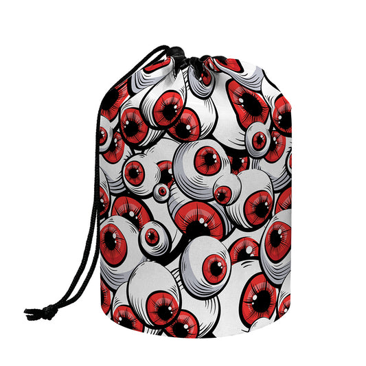 Scary Red Eyeball Pattern Print Drawstring Makeup Bag
