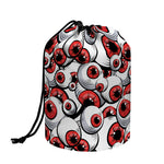 Scary Red Eyeball Pattern Print Drawstring Makeup Bag