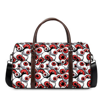 Scary Red Eyeball Pattern Print Duffle Bag