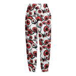 Scary Red Eyeball Pattern Print Fleece Lined Knit Pants