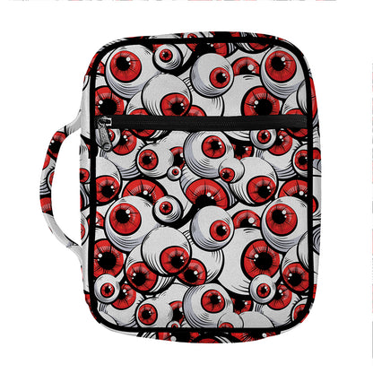 Scary Red Eyeball Pattern Print Front Pocket Bible Bag