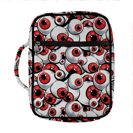 Scary Red Eyeball Pattern Print Front Pocket Bible Bag