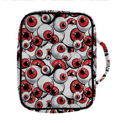 Scary Red Eyeball Pattern Print Front Pocket Bible Bag