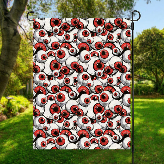 Scary Red Eyeball Pattern Print Garden Flag