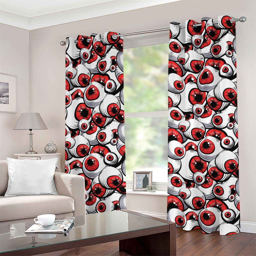 Scary Red Eyeball Pattern Print Grommet Curtains