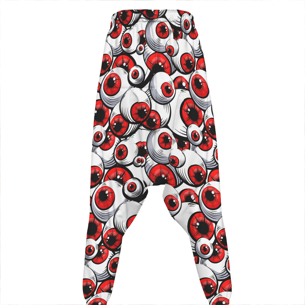 Scary Red Eyeball Pattern Print Hammer Pants