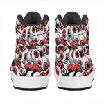 Scary Red Eyeball Pattern Print High Top Leather Sneakers