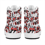 Scary Red Eyeball Pattern Print High Top Leather Sneakers