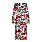 Scary Red Eyeball Pattern Print Hooded Bathrobe