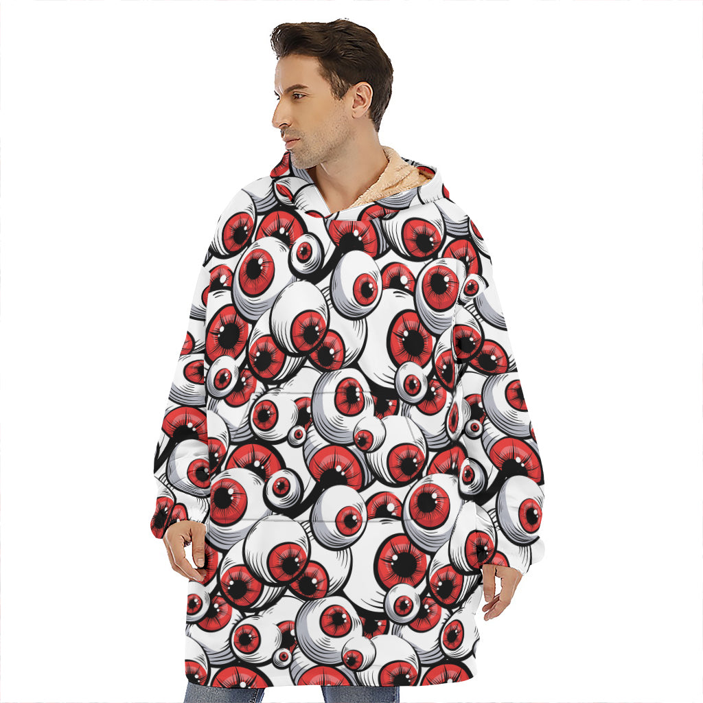 Scary Red Eyeball Pattern Print Hoodie Blanket