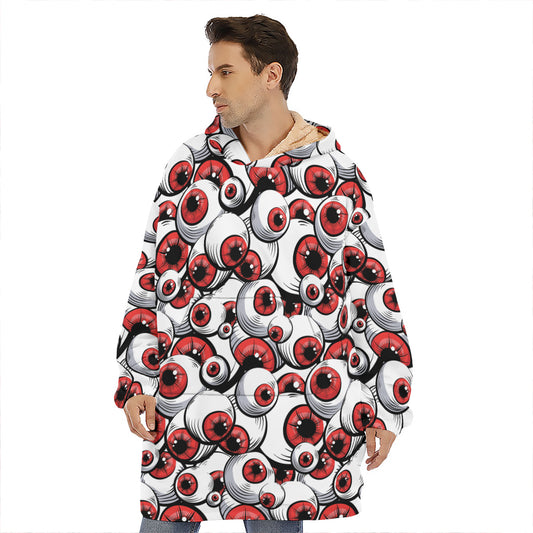 Scary Red Eyeball Pattern Print Hoodie Blanket