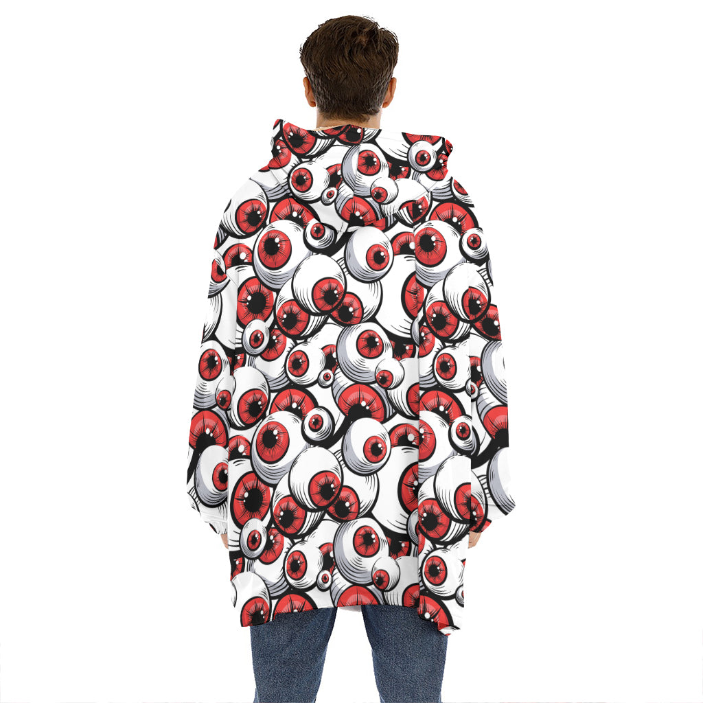 Scary Red Eyeball Pattern Print Hoodie Blanket