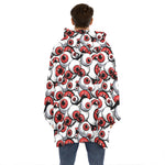 Scary Red Eyeball Pattern Print Hoodie Blanket