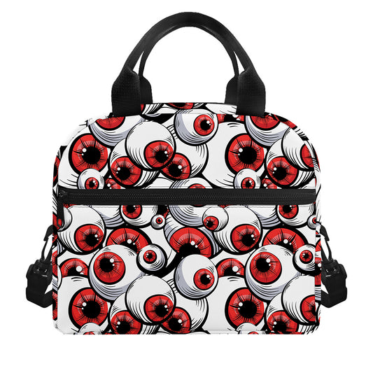 Scary Red Eyeball Pattern Print Insulated Lunch Bag