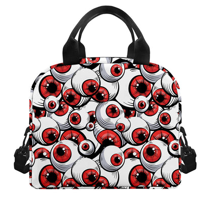 Scary Red Eyeball Pattern Print Insulated Lunch Bag