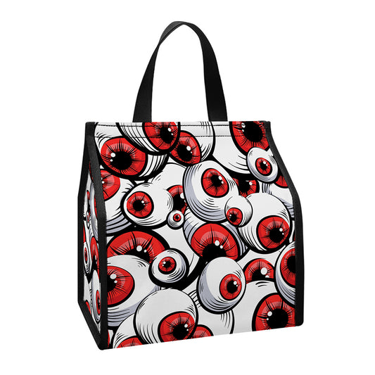 Scary Red Eyeball Pattern Print Insulated Lunch Tote