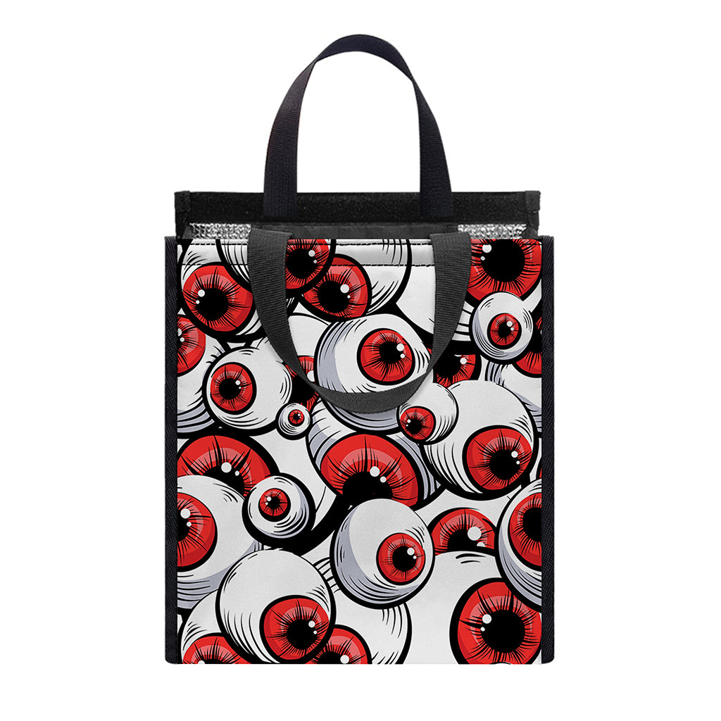 Scary Red Eyeball Pattern Print Insulated Lunch Tote