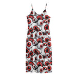 Scary Red Eyeball Pattern Print Jersey Midi Cami Dress