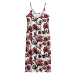 Scary Red Eyeball Pattern Print Jersey Midi Cami Dress