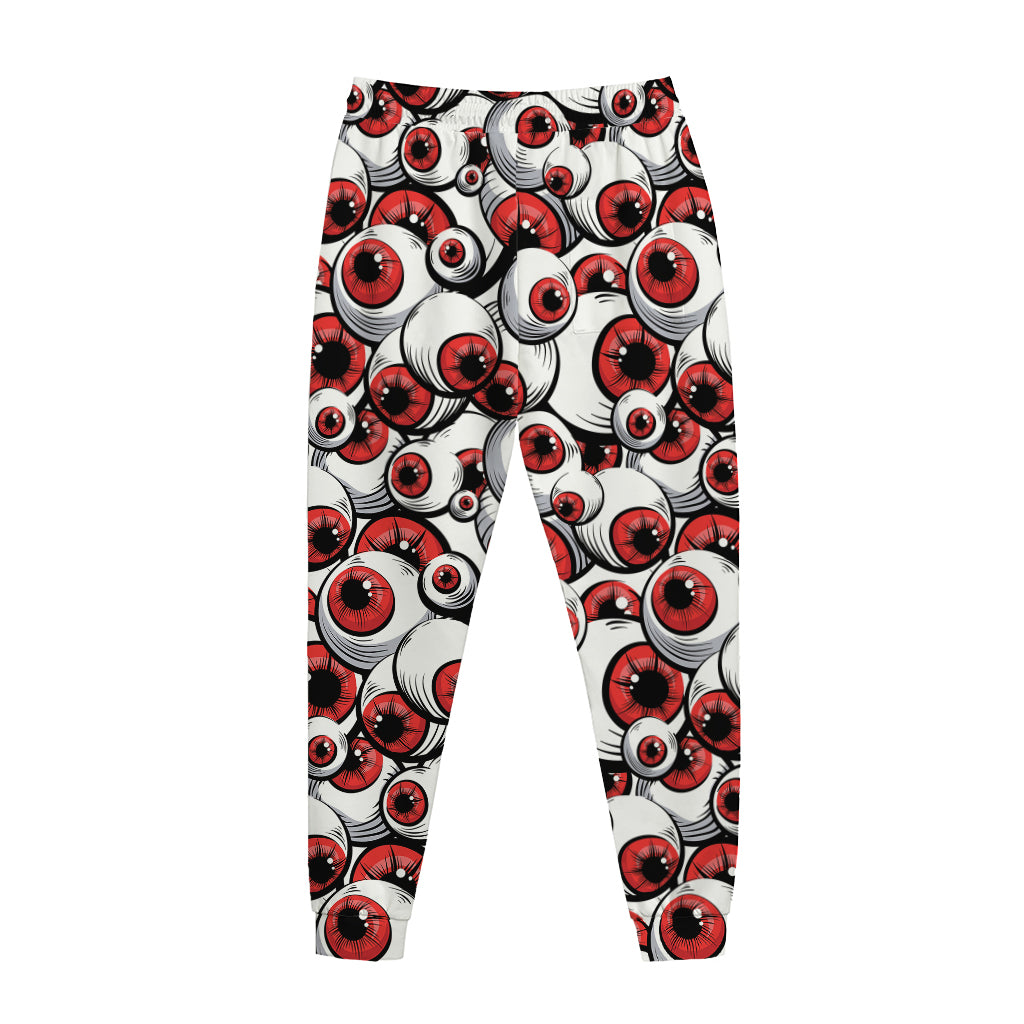 Scary Red Eyeball Pattern Print Jogger Pants