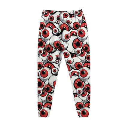 Scary Red Eyeball Pattern Print Jogger Pants