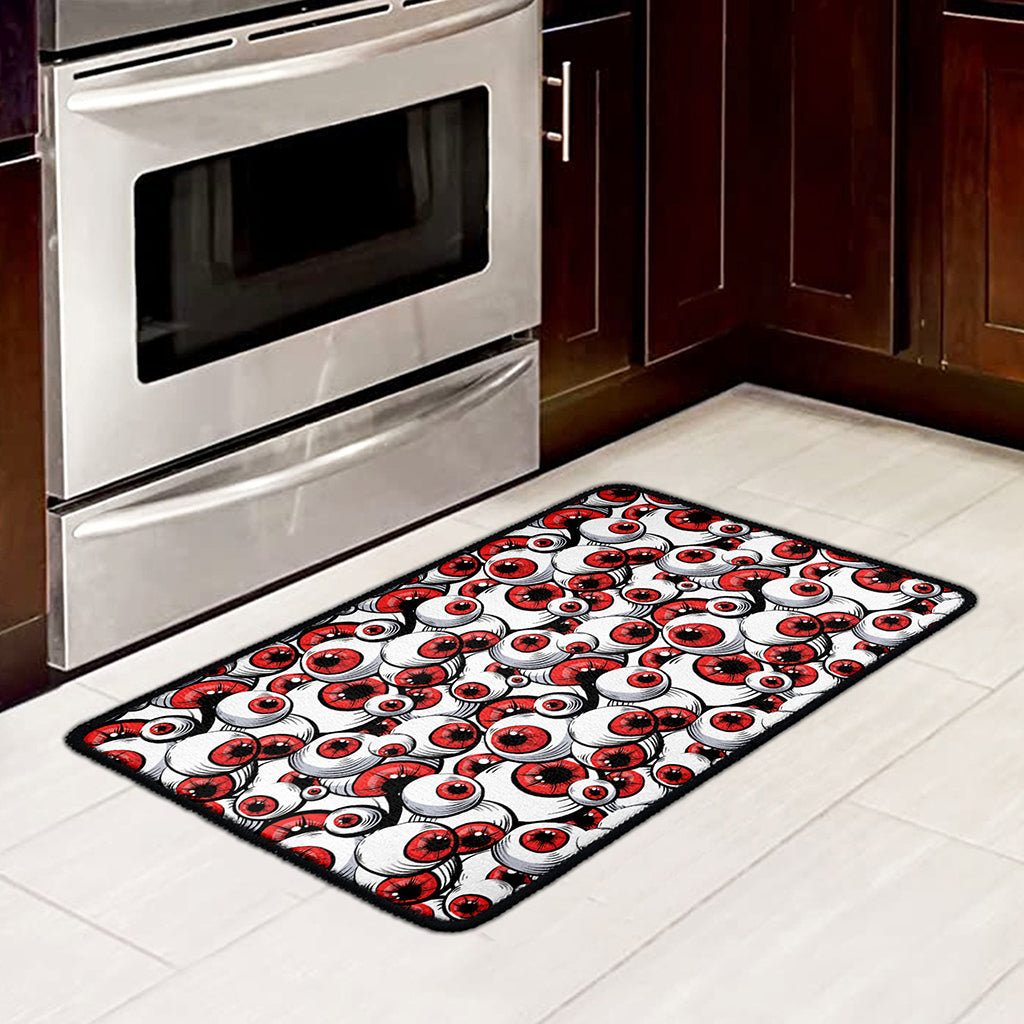 Scary Red Eyeball Pattern Print Kitchen Mat