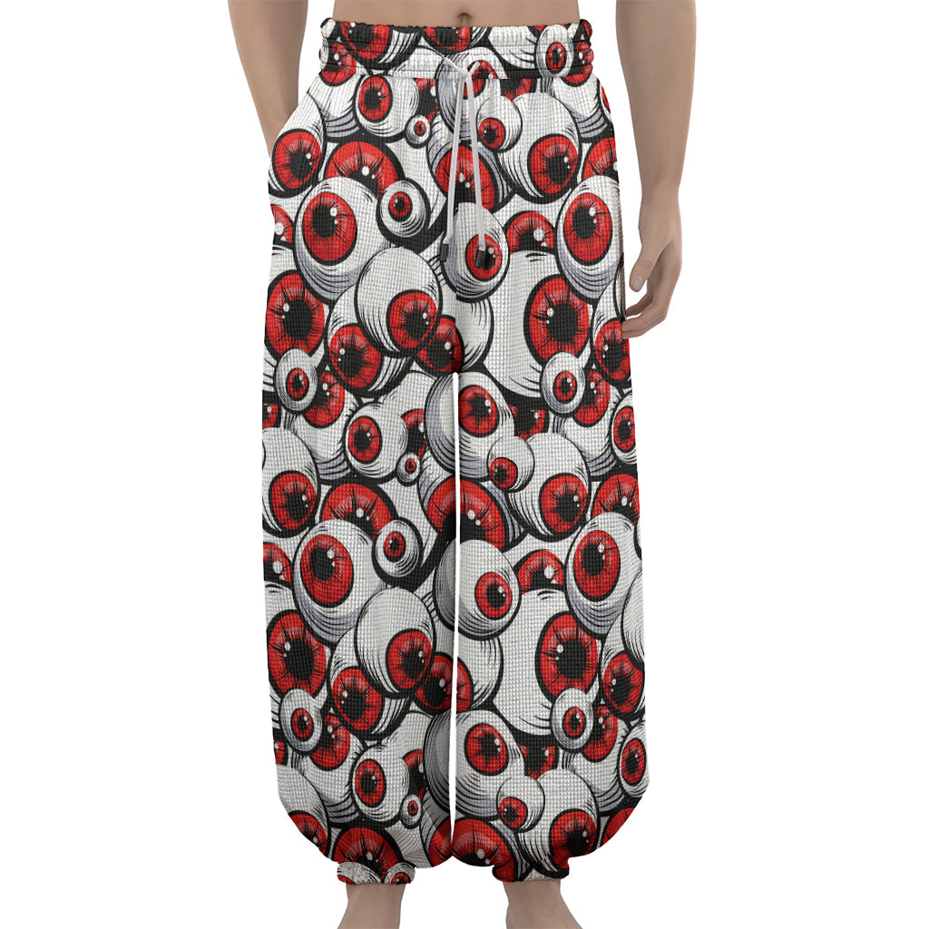 Scary Red Eyeball Pattern Print Lantern Pants