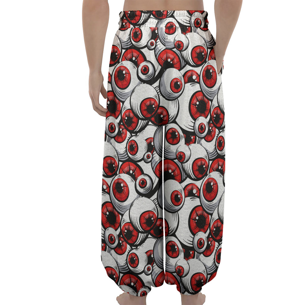 Scary Red Eyeball Pattern Print Lantern Pants