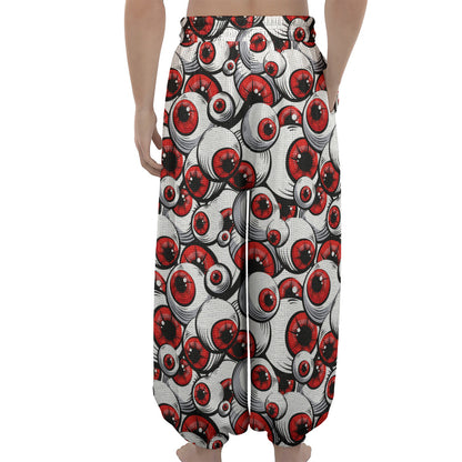 Scary Red Eyeball Pattern Print Lantern Pants
