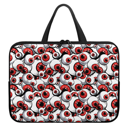 Scary Red Eyeball Pattern Print Laptop Sleeve With Handle