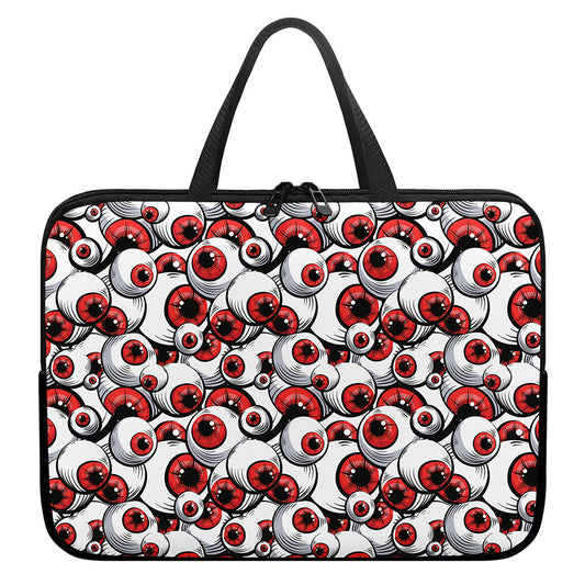Scary Red Eyeball Pattern Print Laptop Sleeve With Handle