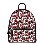 Scary Red Eyeball Pattern Print Leather Backpack