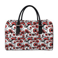 Scary Red Eyeball Pattern Print Leather Duffel Bag