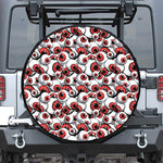 Scary Red Eyeball Pattern Print Leather Spare Tire Cover