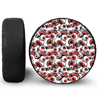 Scary Red Eyeball Pattern Print Leather Spare Tire Cover