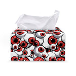 Scary Red Eyeball Pattern Print Leather Tissue Box Cover