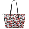 Scary Red Eyeball Pattern Print Leather Tote Bag With Zipper