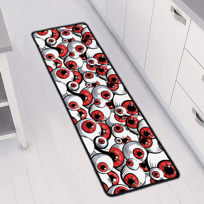 Scary Red Eyeball Pattern Print Long Kitchen Mat