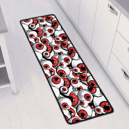Scary Red Eyeball Pattern Print Long Kitchen Mat