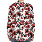 Scary Red Eyeball Pattern Print Long Sleeve Baseball Jersey