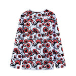 Scary Red Eyeball Pattern Print Long Sleeve Short Coat