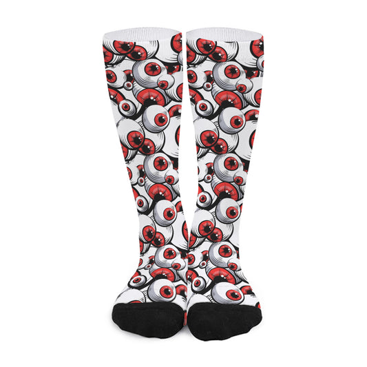 Scary Red Eyeball Pattern Print Long Socks