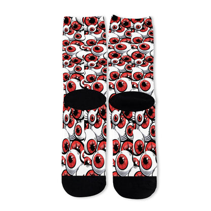 Scary Red Eyeball Pattern Print Long Socks